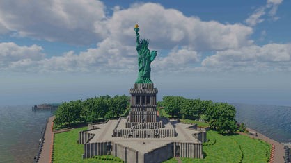 Die Freiheitsstatue in New York nachgebaut im Computerspiel Minecraft