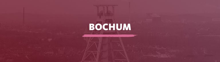 Fördergerüst des Deutschen Bergbau-Museums. Darauf der Schriftzug "Bochum"