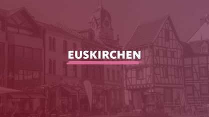 Der Blick von auf den Marktplatz in Euskirchen. Darauf der Schriftzug "Euskirchen".