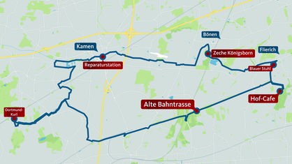Karte Fahrradtour Seseke Radweg