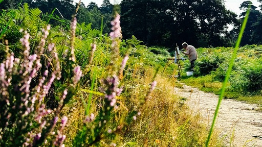 In einiger Entfernung malt Wolfgang Schieffer die Wahner Heide.