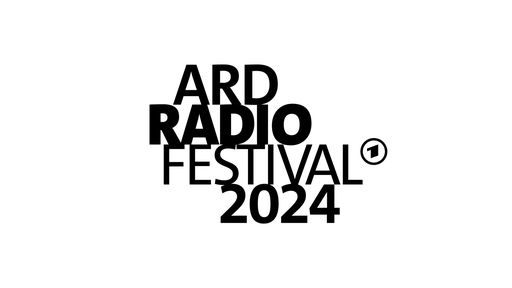 Das Logo des ARD Radiofestivals 2024 in schwarzer Schrift auf weißem Grund