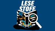 Eine Illustration eines Buches und der Schriftzug "Lesestoff".