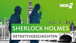 Silhouetten von Sherlock Holmes und Henry Watson vor London Kulisse mit Big Ben