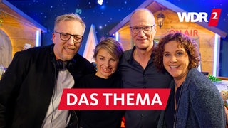 Die Moderatoren des WDR 2 Weihnachtswunders (v.l.n.r.): Jan Malte Andresen, Sabine Heinrich, Thomas Bug und Steffi Neu