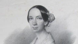 Eine undatierte historische Lithografie zeigt die Komponistin Emilie Mayer.