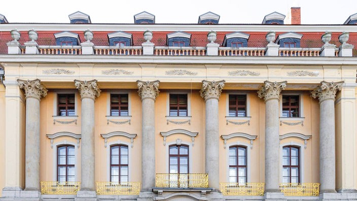 Außenfassade des Fürstenhaus, Musikhochschule Franz Liszt, Weimar, Thüringen.