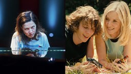 Filmszene aus "15 Jahre", Hannah Herzsprung als Jenny von Loeben. Rechts daneben Szene aus "Im letzten Sommer", Léa Drucker als Anne und Samuel Kircher als Théo.