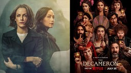 Links: Cover des Serien-Dramas "under the Bridge" auf Disney+ / Rechts: Cover der Neuverfilmung des Bocaccio Klassikers „Decameron“ auf Netflix