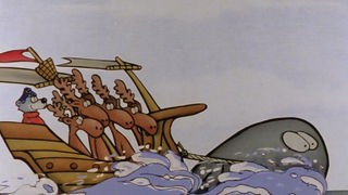 Käptn Blaubär mit Elchen auf Boot