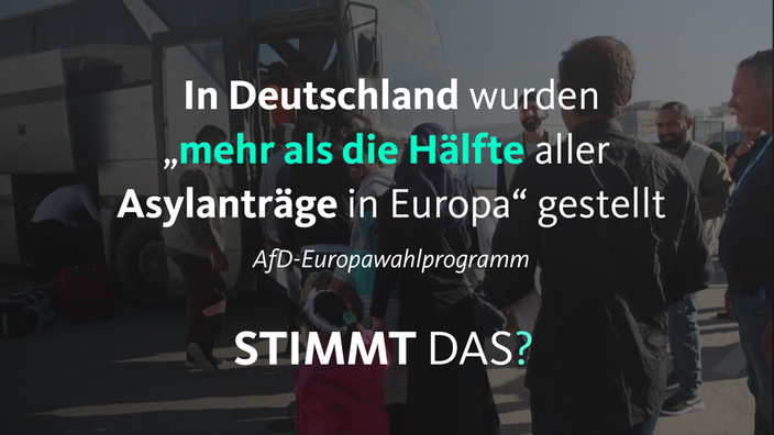 Im AfD-Wahlprogramm steht geschrieben: In Deutschland wurden "mehr als die Hälfte aller Asylanträge in Europa" gestellt