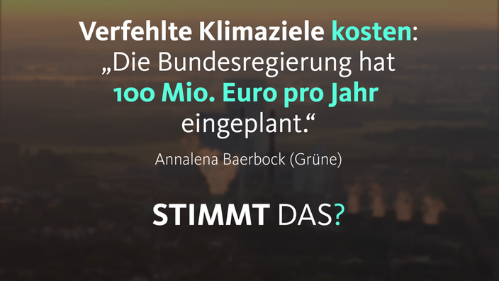 Annalena Baerbock sagt zu Deutschlands verfehlten Klimazielen: "Das kostet. Die Bundesregierung hat 100 Mio. Euro pro Jahr eingeplant."