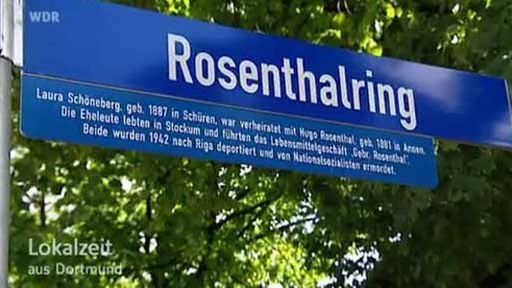 Straßenschild 'Rosenthalring' mit Erläuterung
