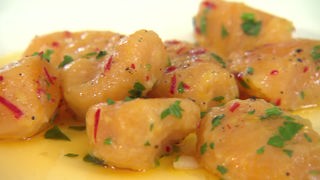 Das Bild zeigt Süßkartoffelgnocchi.