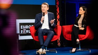 Jörg Schönenborn | Programmdirektor WDR (l) und Nadia Zaboura | Kommunikationswissenschaftlerin und Medienkritikerin.