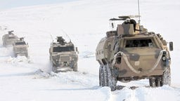 Militärfahrzeuge im Schnee
