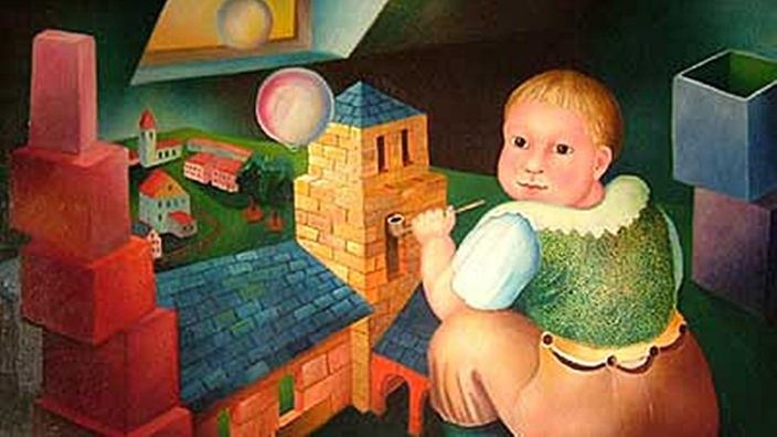 Ein verstörtes Kind, eingezwängt in eine Albtraumlandschaft: Heinrich Maria Davringhausens "Junge mit Seifenblasen"