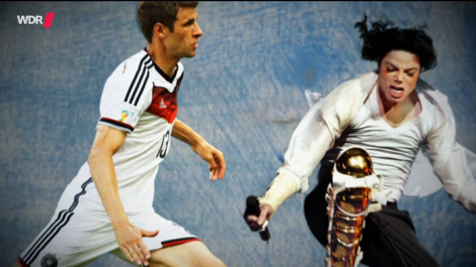 Vorbilder und Idole. Abgebildet sind Thomas Müller (Fußballer) und Michael Jackson (Musiker).