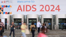 Messegelände der Welt-Aids-Konferenz in München 2024