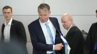 Björn Höcke (AfD) beim 1. Verhandlungstag am Landgericht Halle