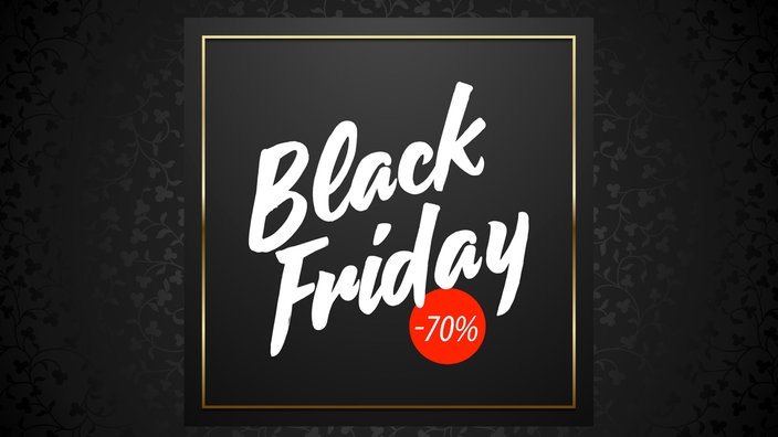 Ein Schild mit Black Friday und -70 Prozent