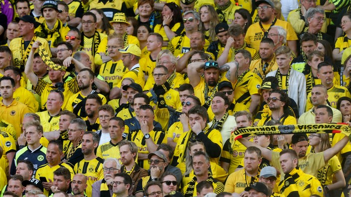 Niedergeschlagene BVB-Fans nach dem Spiel gegen Mainz