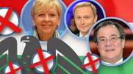 Spitzenkandidaten in NRW mit Wahlkreuzen und Bundesadler