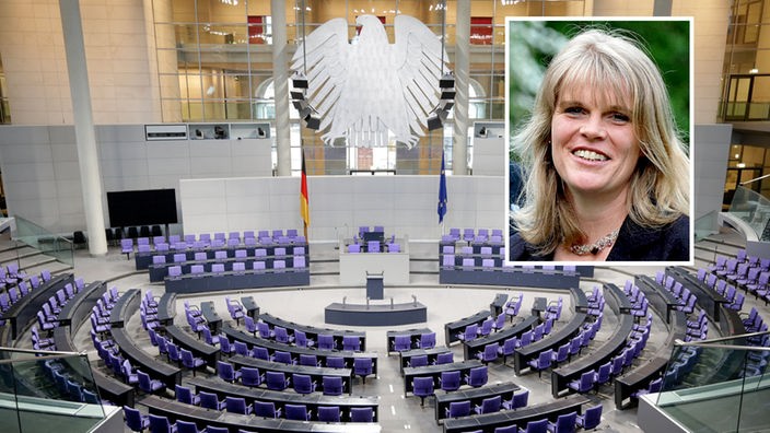 Montage Plenarsaal, Deutscher Bundestag / Rita Stockhofe (CDU), Bundestagsabgeordnete aus Haltern am See