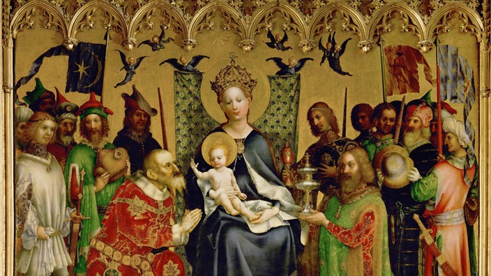 Dreikönigsaltar, Gemälde von Stefan Lochner (1410-1452), Ausschnitt