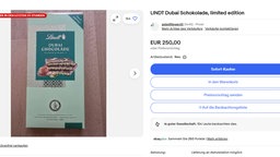 Die Dubai-Schokolade aus Düsseldorf wird zu viel höherenPreisen auf eBay angeboten