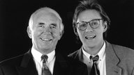 Sportschau-Moderator Ernst Huberty mit Reinhold Beckmann 1991