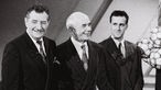  Fritz Walter, Ernst Huberty, Pierre Littbarski (von links).
