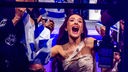 Eden Golan jubelt nach dem Erreichen Israels des Finales beim Eurovision Song Contest (ESC) 2024