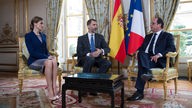 Das spanische Königspaar zu Besuch beim französischen Präsidenten Hollande