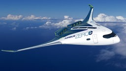 Animation eines Wasserstoffflugzeugs von Airbus