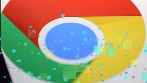 Logo von Google Chrome mit Pixeln darüber
