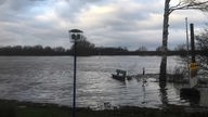 Überschwemmtes Ufer der Weser in Minden