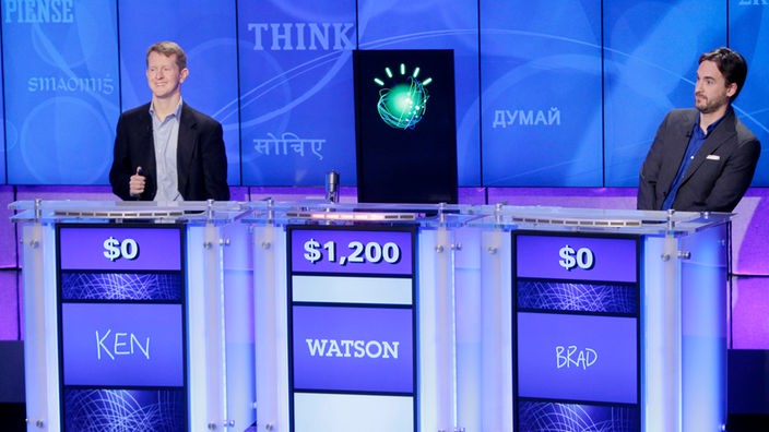 Watson und seine Konkurrenten  in der US-Quizshow "Jeopardy"