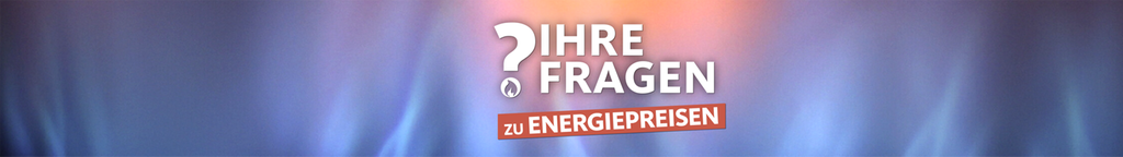Gasflamme mit Logo / Schriftzug "Ihre Fragen zu Energiepreisen"