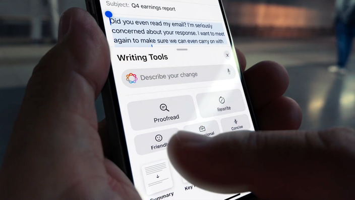 Die KI im iPhone 16 soll Texte umschreiben können
