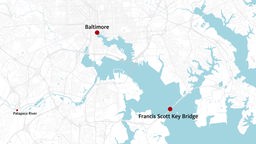 Brückeneinsturz in Baltimore: Die Karte zeigt die Lage der Francis Scott Key Bridge.
