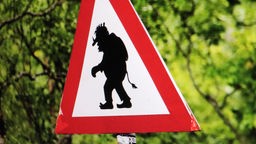 Ein Straßenschild mit einem Troll