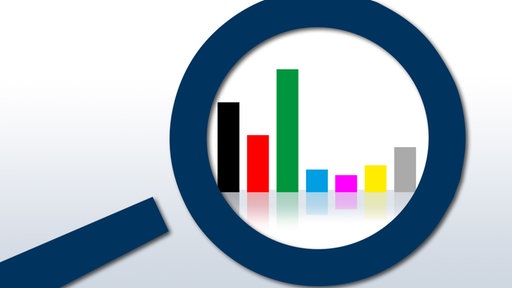 Grafik zeigt Lupe mit Balkendiagramm