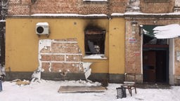Ukraine, Kiew: Ein Banksy-Bild wurde von Kriminellen aus der Wand geschnitten