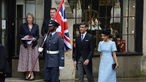 British Prime Minister Rishi Sunak and Akshata Murthy arrive at the Coronation 