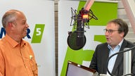 Oliver Krischer (r.) zu Gast in der WDR5 Radiosendung Westblick. Links im Bild Moderator Michael Brocker.