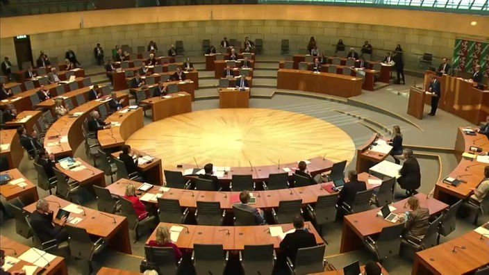 Der Plenarsaal des NRW-Landtags