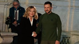 Giorgia Meloni, Ministerpräsidentin von Italien, empfängt Wolodymyr Selenskyj, Präsident der Ukraine