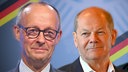 Bildmontage, von links: Friedrich Merz (CDU) und Olaf Scholz (SPD)