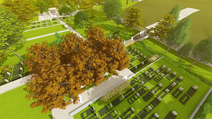 Digitale Bauzeichnung eines muslimischen Friedhofs